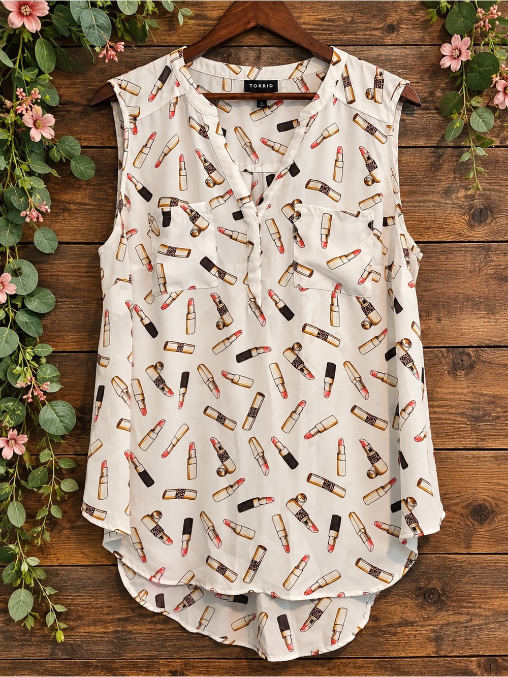 Torrid Harper Size 1 Lipstick Print Sleeveless High Low Blouse